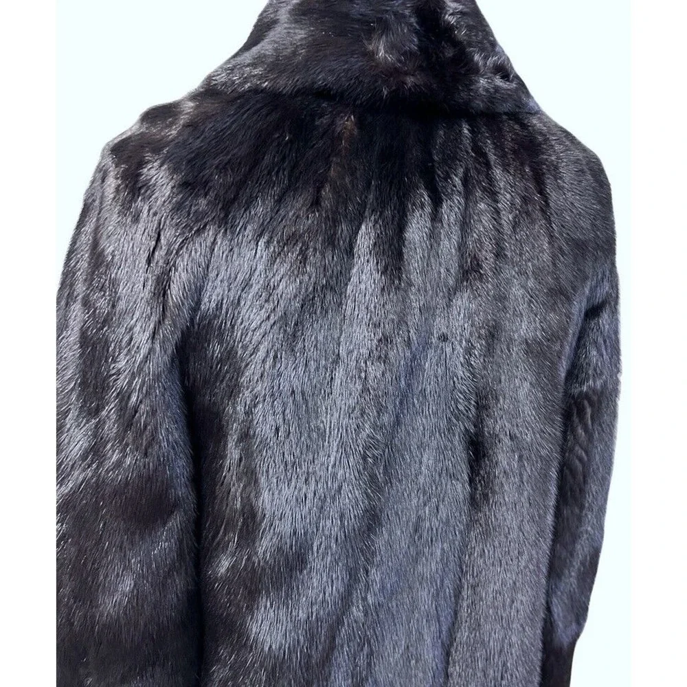 Mob wife Flemington Furs Mink Fur Ranch Natural Blk Mint Sz S/M Matching Hat vtg - Picture 8 of 16